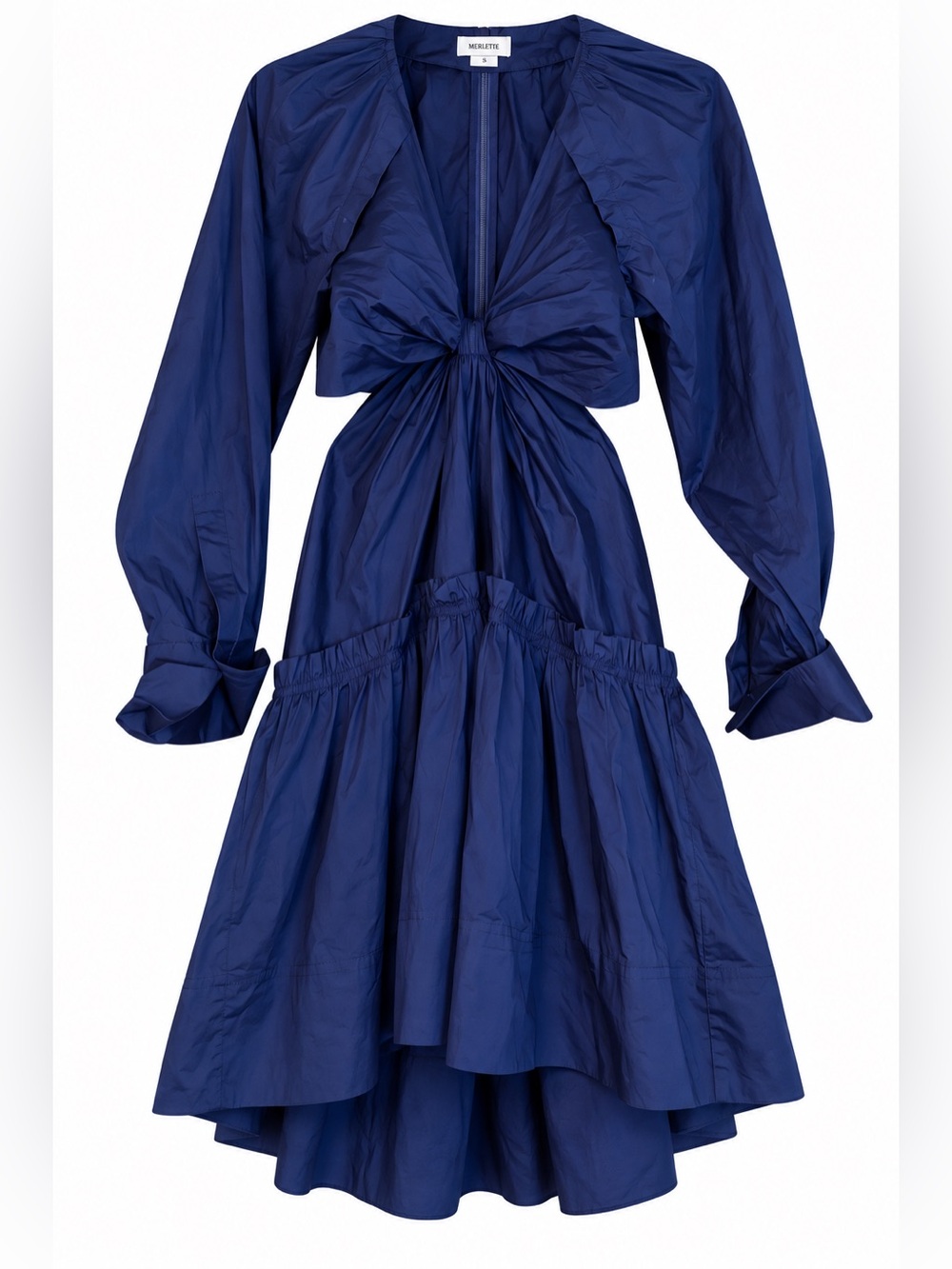 Jason Wu Dress Womens Cotton Cutout Dress In Navy Blue Long Sleeves Size XS